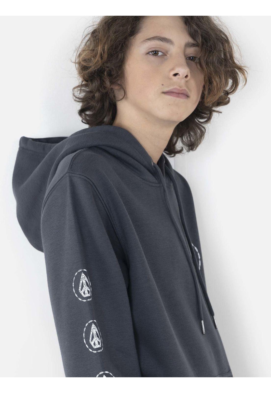 Poleron Juvenil RAZOR Gris Oscuro Volcom-2