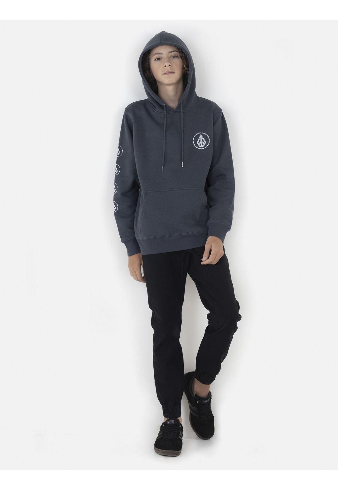 Poleron Juvenil RAZOR Gris Oscuro Volcom-3