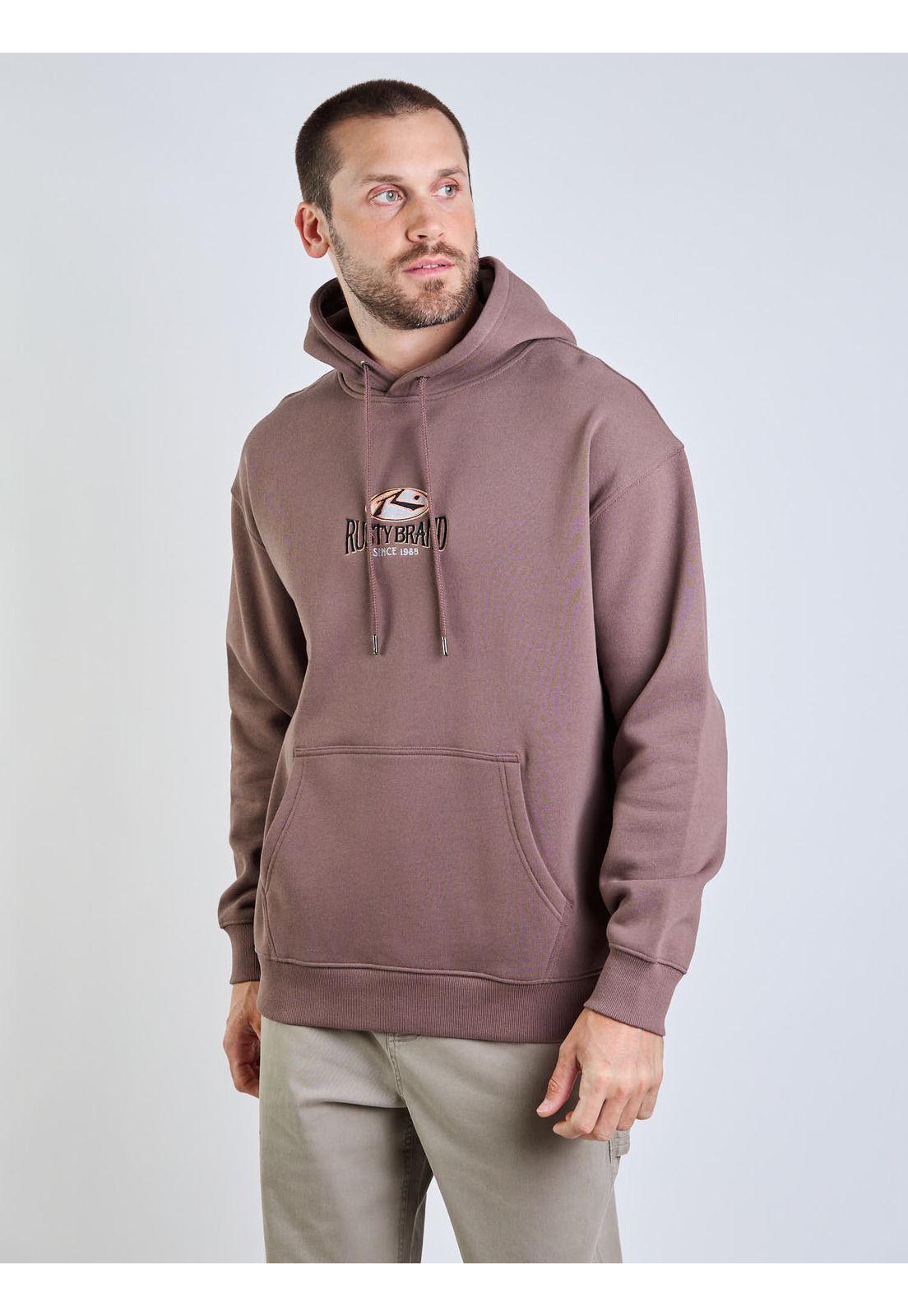 Poleron Canguro Rusty Brand Hoodie Café Hombre Rusty-3