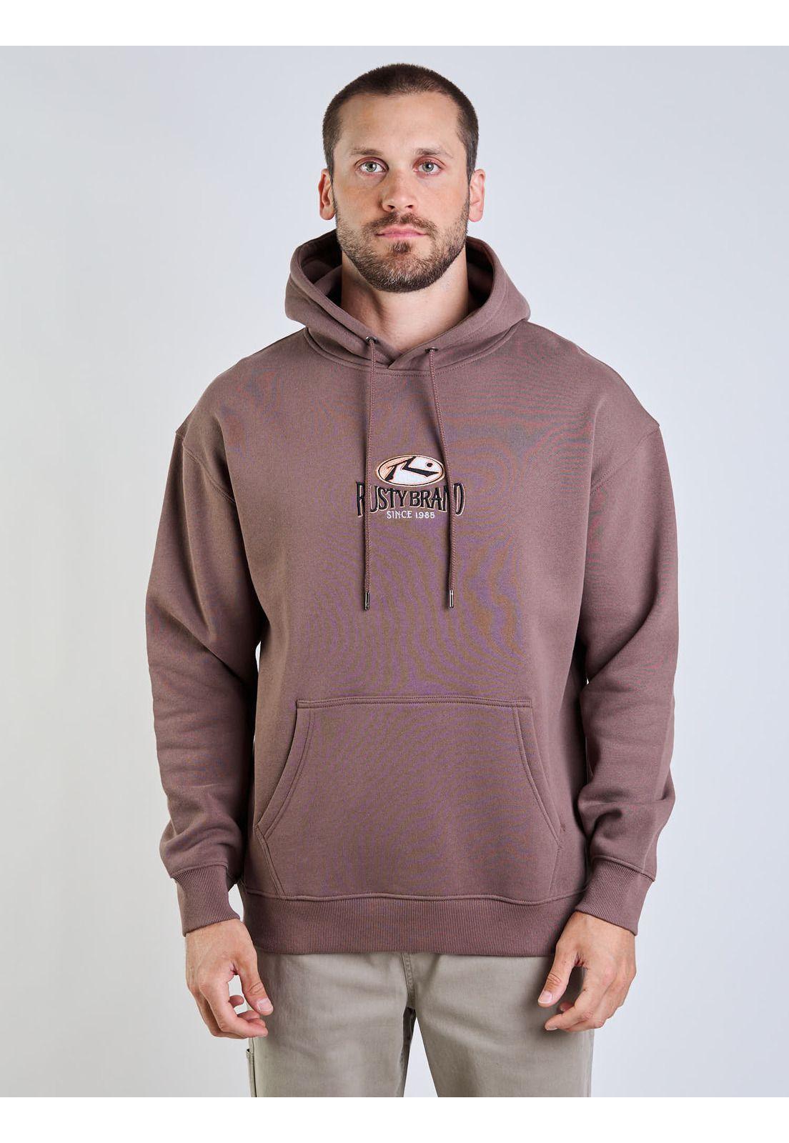 Poleron Canguro Rusty Brand Hoodie Café Hombre Rusty-5