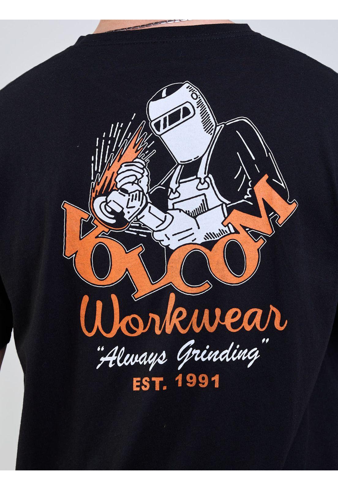 Polera MC Grindit Workwear Negro Hombre Volcom-5
