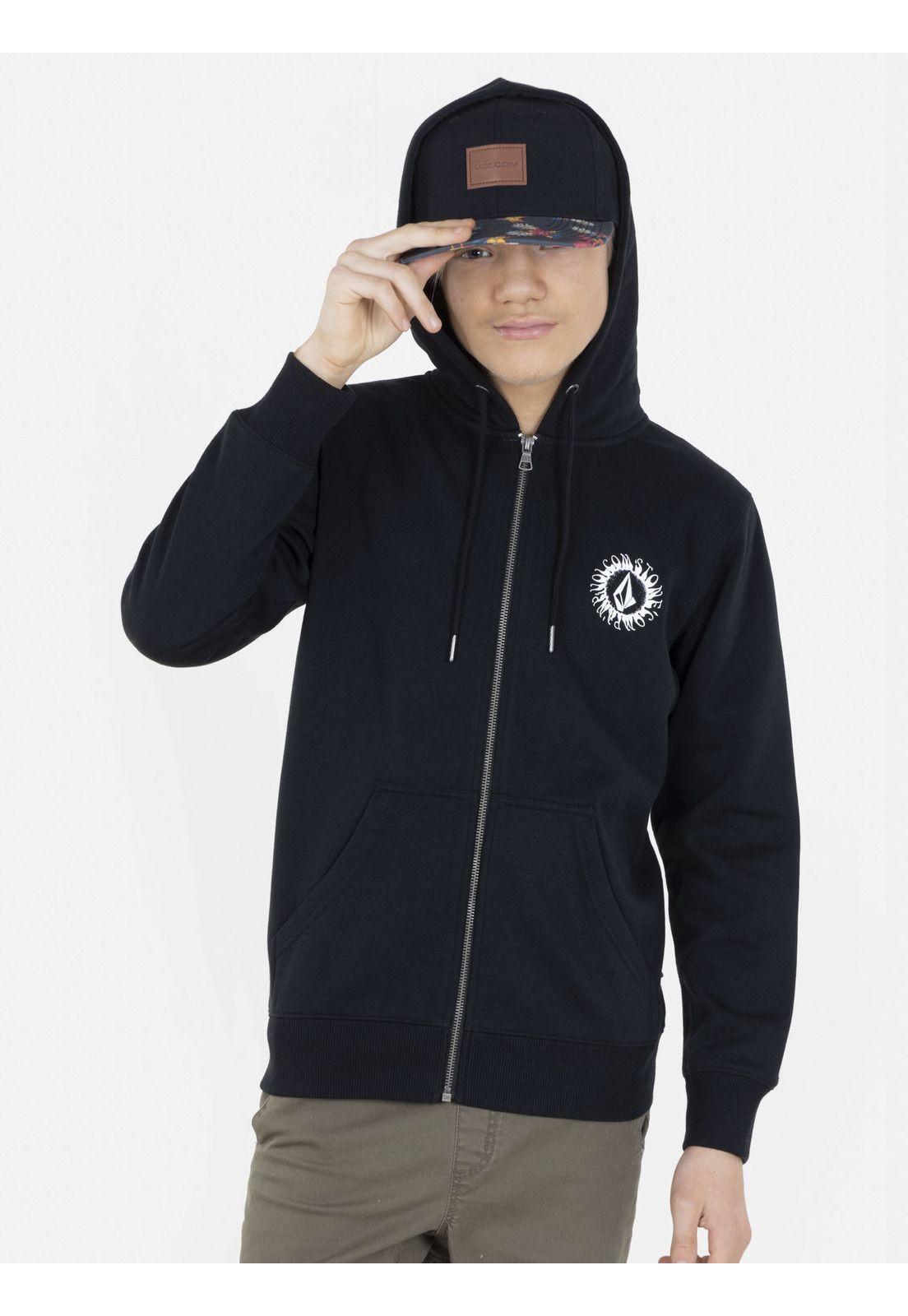 Poleron SUN STONE FULL ZIPPER Juvenil Negro Volcom-0