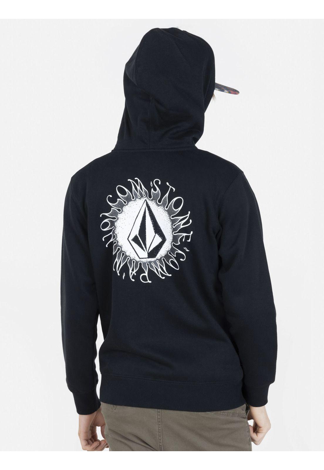 Poleron SUN STONE FULL ZIPPER Juvenil Negro Volcom-1
