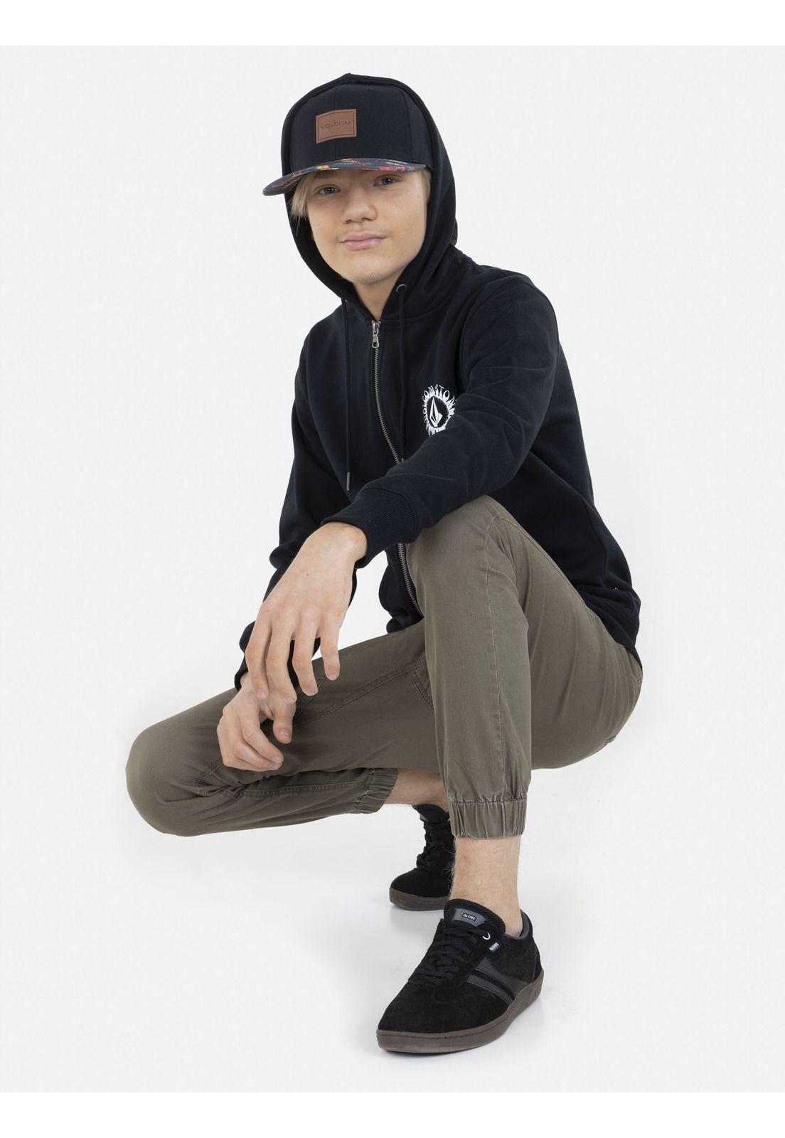 Poleron SUN STONE FULL ZIPPER Juvenil Negro Volcom-4