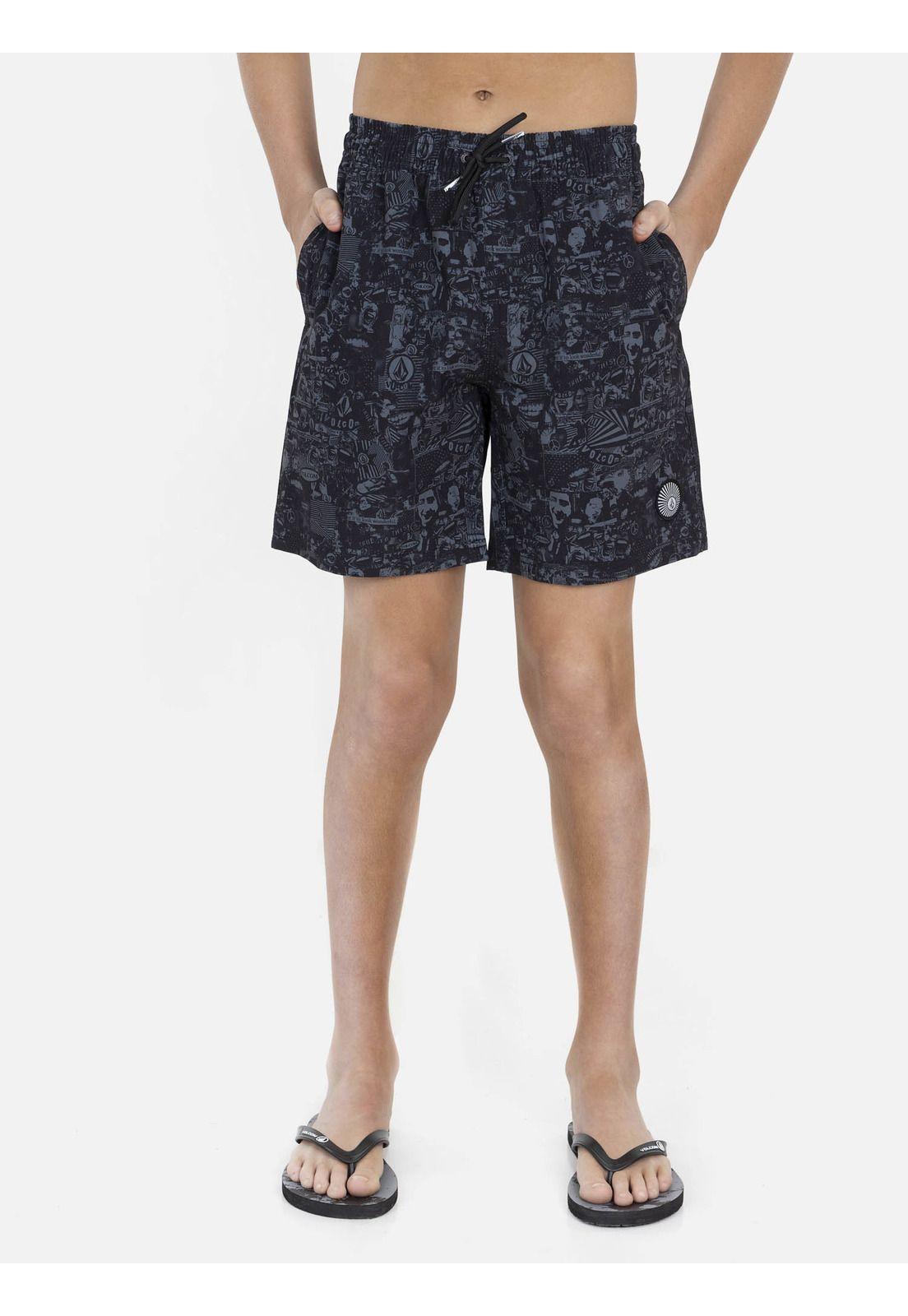 Traje de Baño JAPAN COLLAGE ELASTIC WAIT SHORTS Juvenil Negro Volcom-0