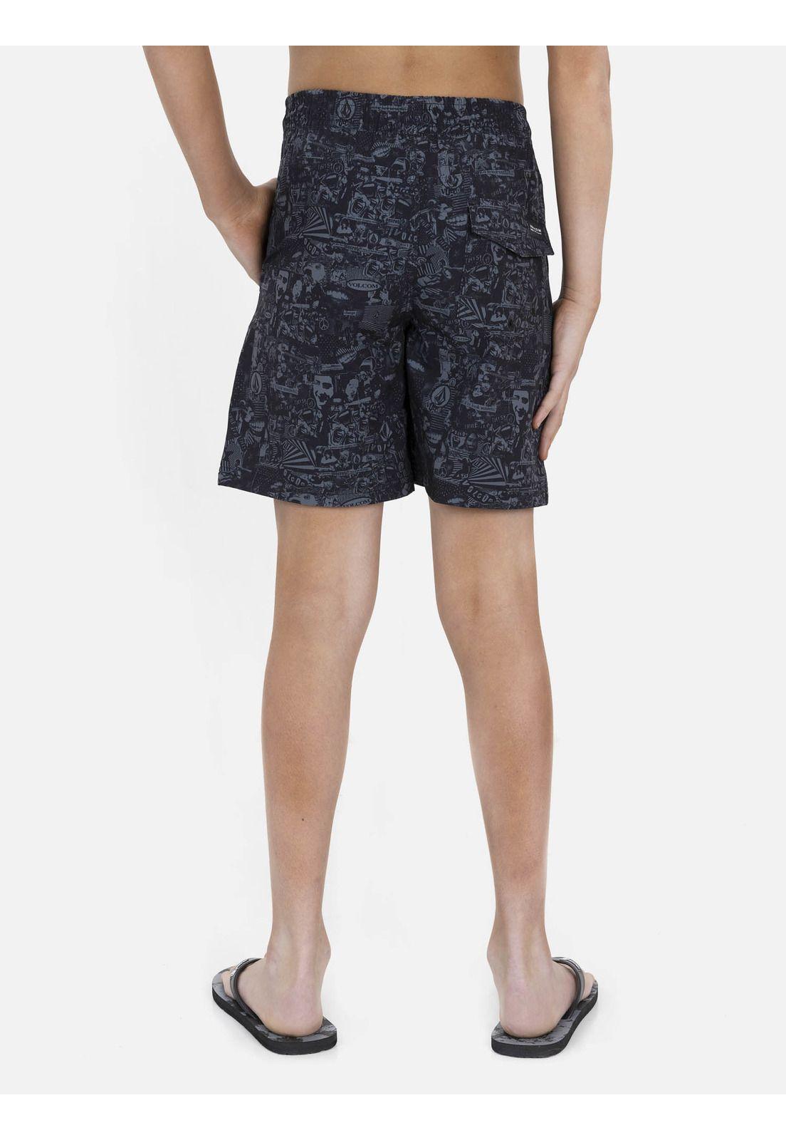 Traje de Baño JAPAN COLLAGE ELASTIC WAIT SHORTS Juvenil Negro Volcom-1