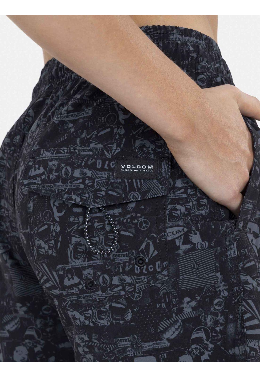 Traje de Baño JAPAN COLLAGE ELASTIC WAIT SHORTS Juvenil Negro Volcom-2