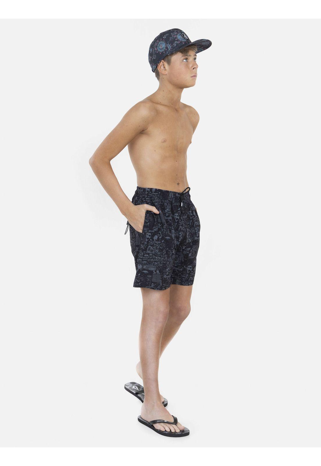 Traje de Baño JAPAN COLLAGE ELASTIC WAIT SHORTS Juvenil Negro Volcom-3
