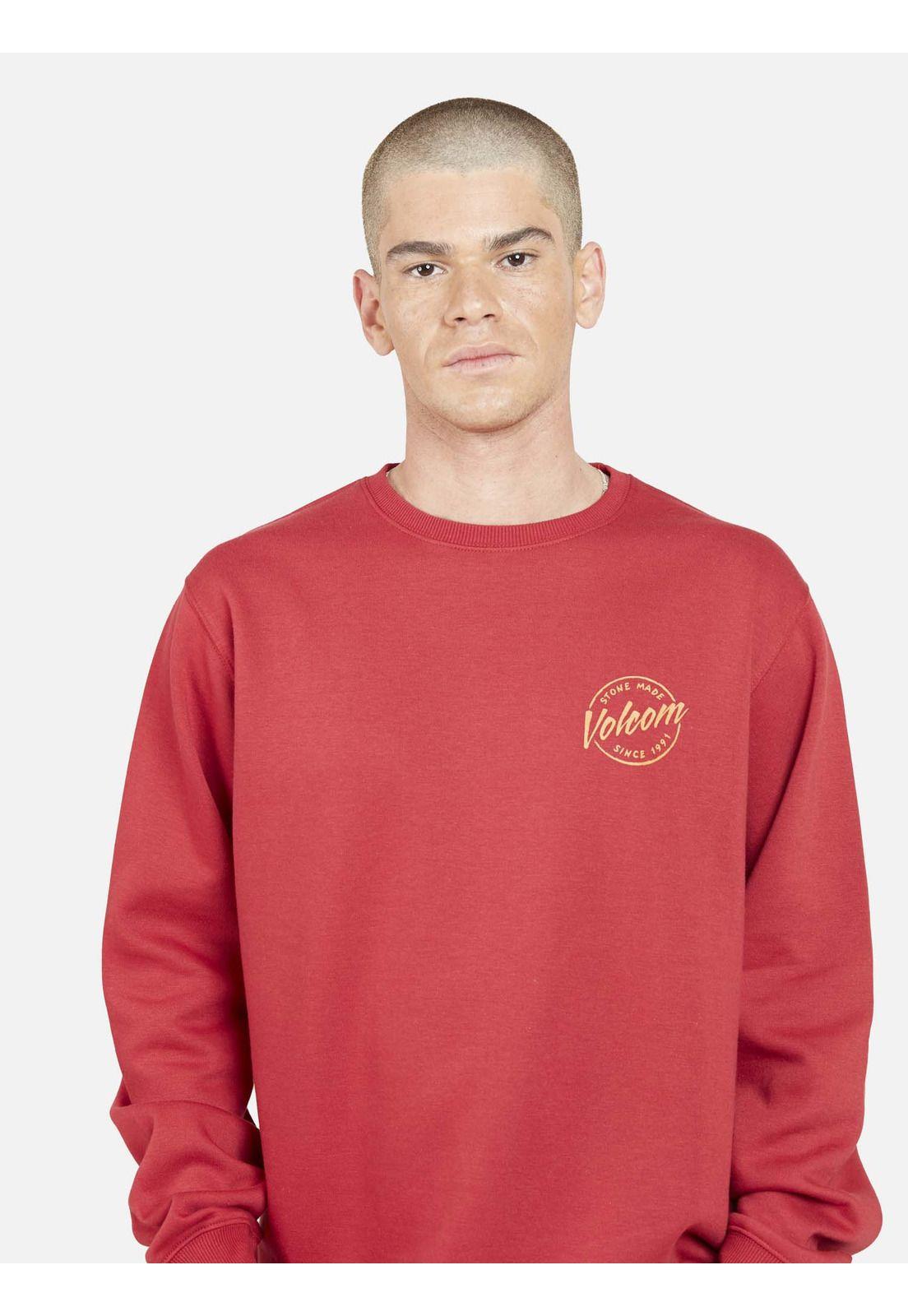 Poleron TICK TICK TOE CREW Hombre Rojo Volcom-3