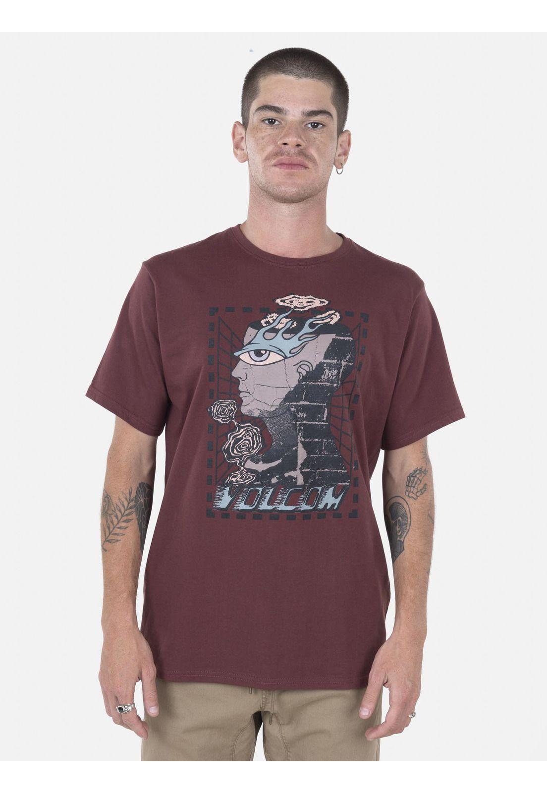 Polera Hombre CLOUDER S/S TEE Burdeo Volcom-0