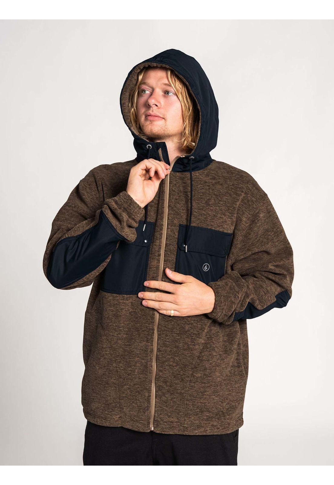 Poleron Fullziper YZZOLATER LINED ZIP Hombre Verde Volcom-0