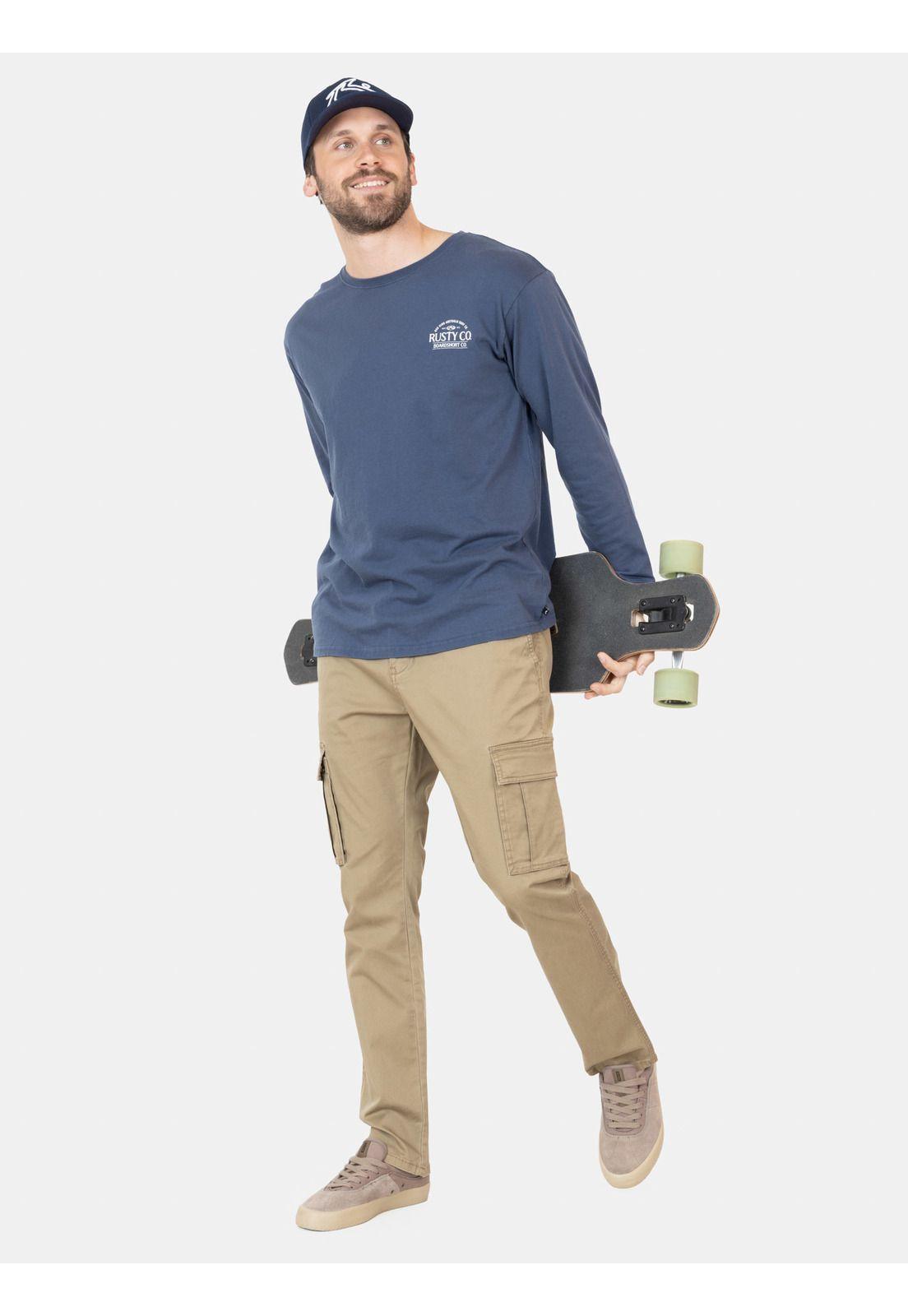 Polera ML Clip Azul Hombre Rusty-3
