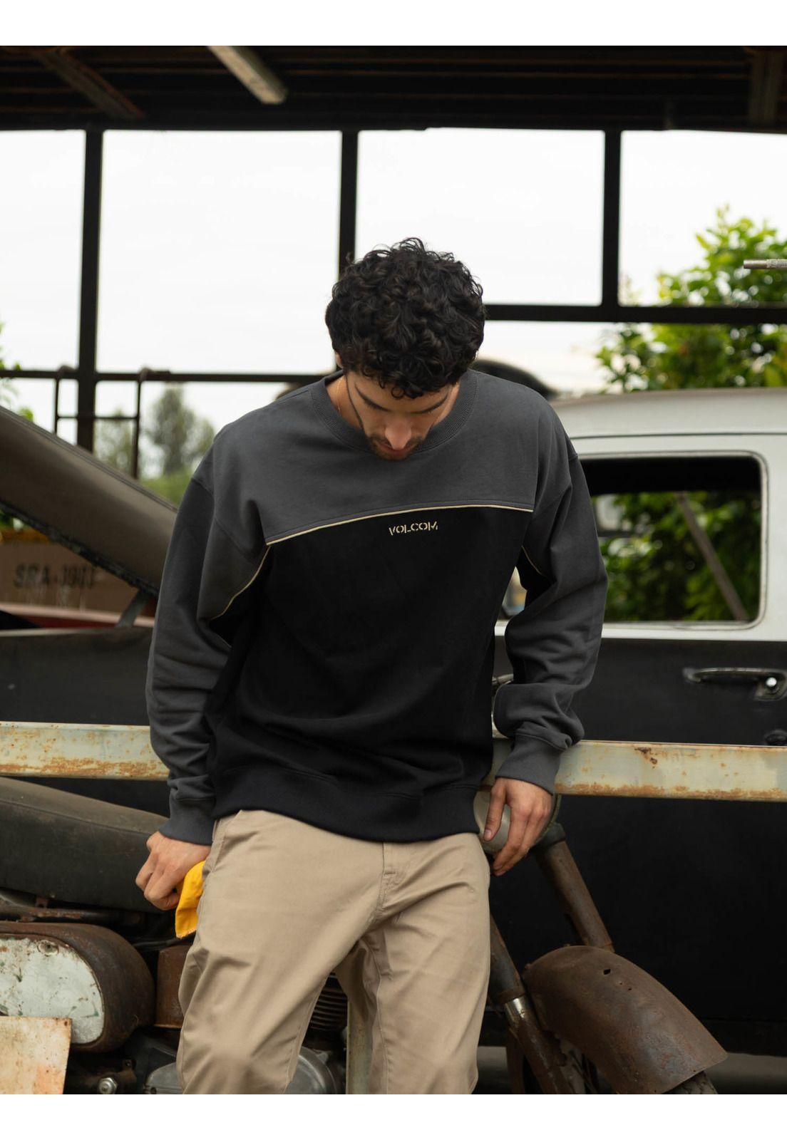 Poleron CR 2K Stone Crew Negro Hombre Volcom-0