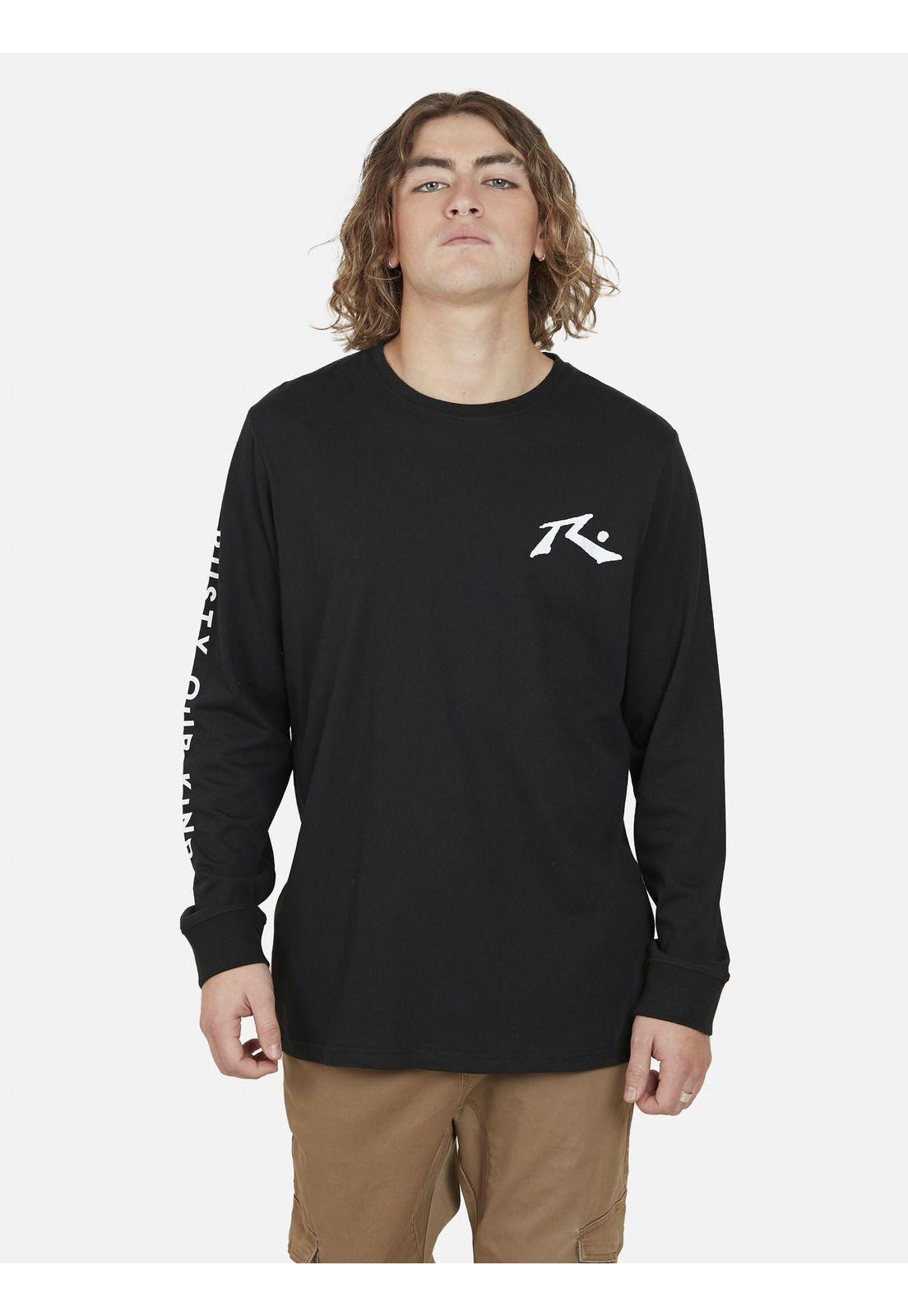 Polera R Logo LS tee Hombre Negro Rusty-0