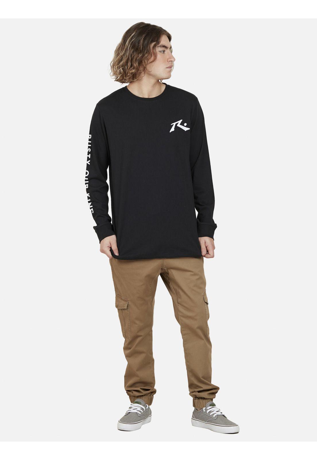 Polera R Logo LS tee Hombre Negro Rusty-2