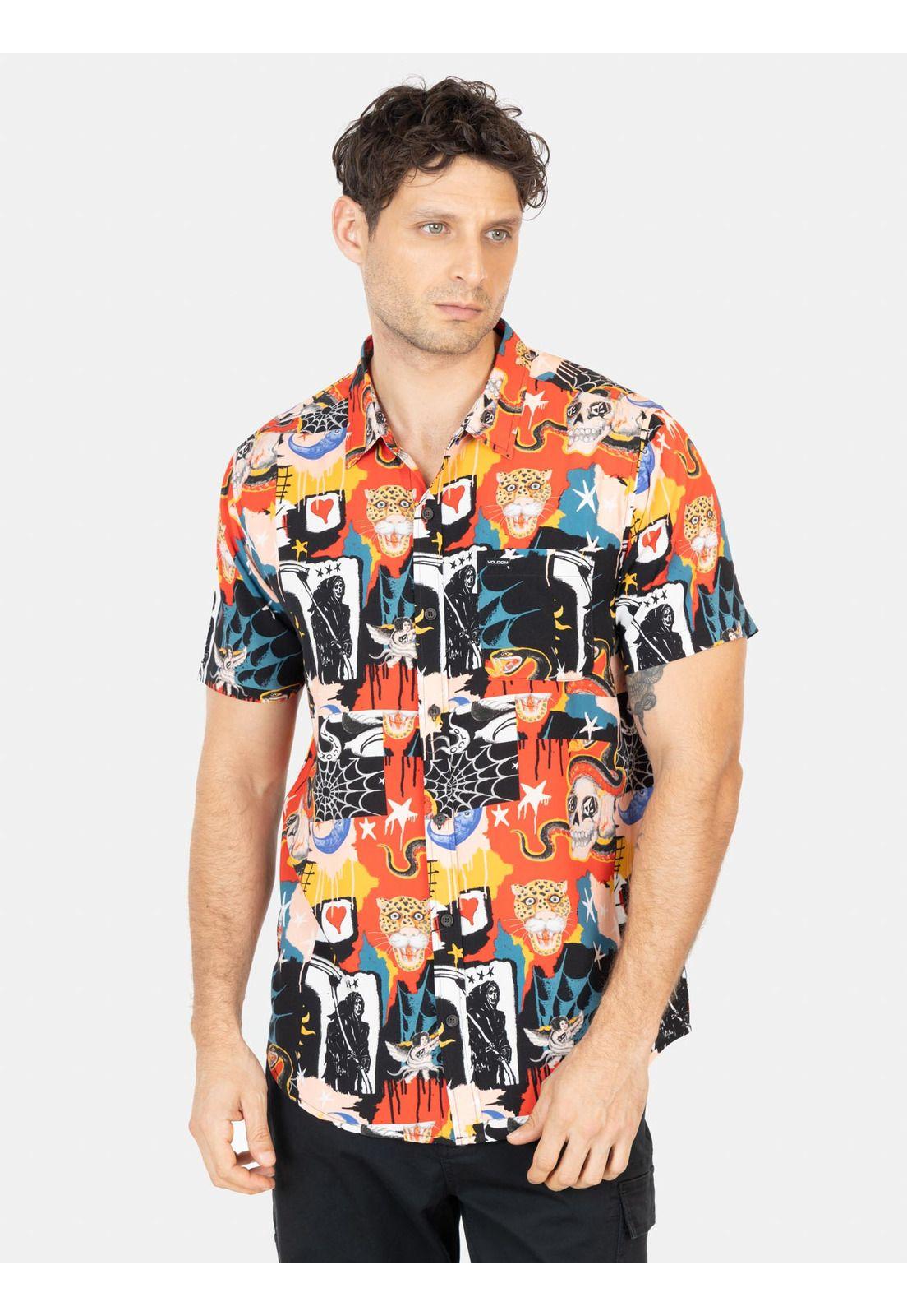 Camisa MC Pared Multicolor Hombre Volcom-0