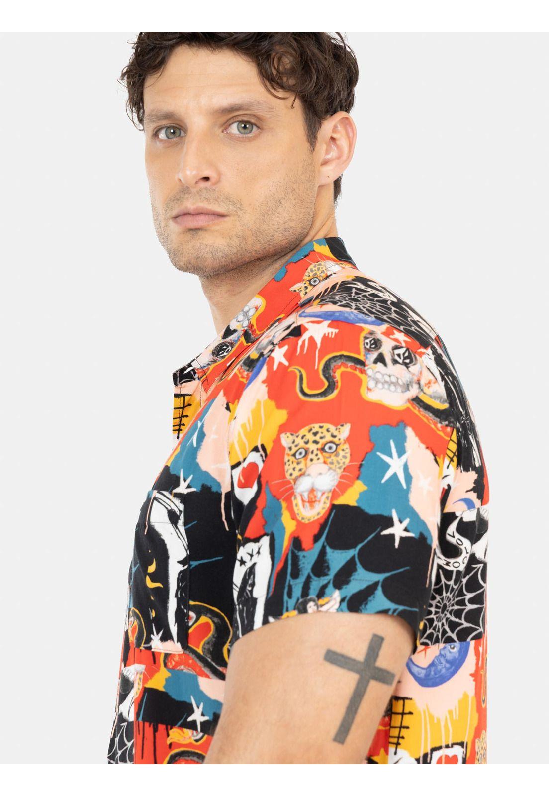 Camisa MC Pared Multicolor Hombre Volcom-2