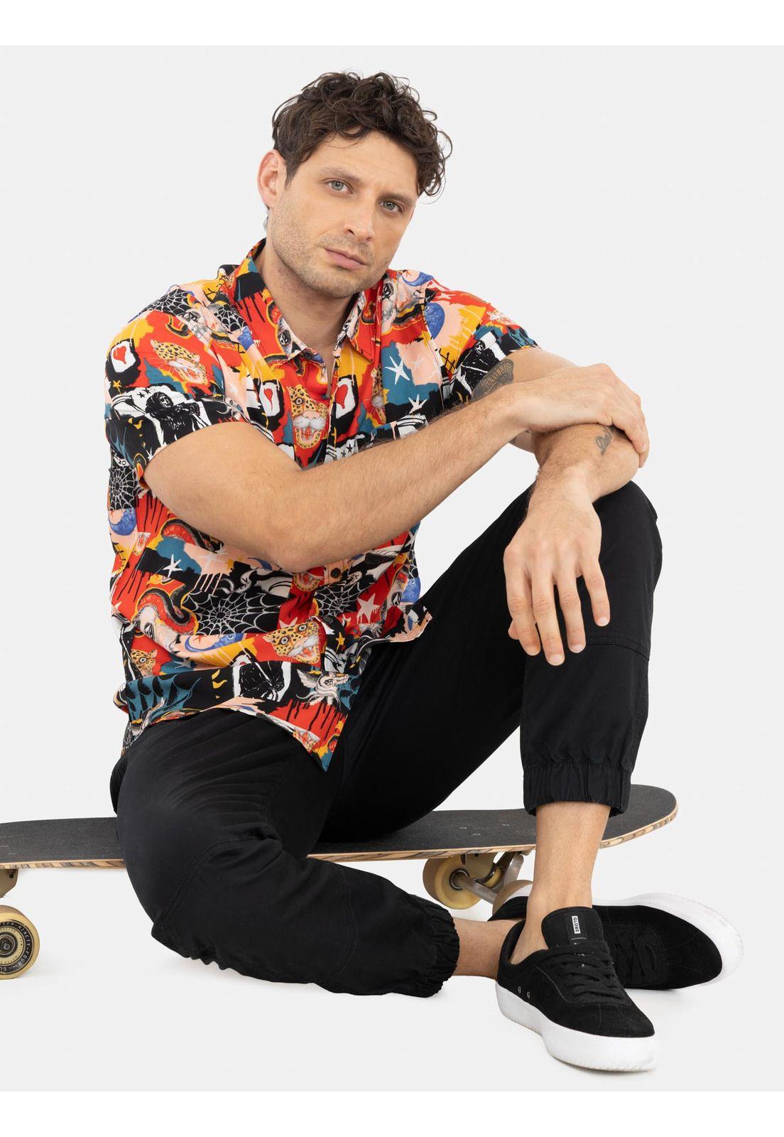 Camisa MC Pared Multicolor Hombre Volcom-3