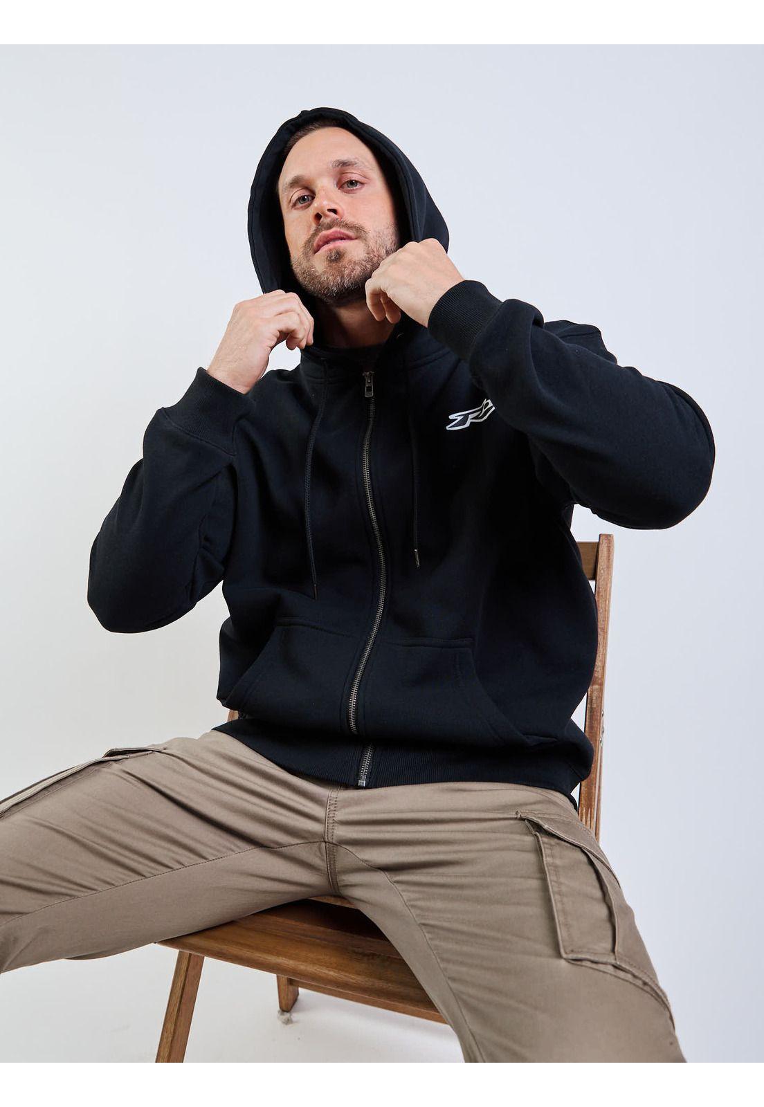 Poleron FZ Graff R Zip Negro Hombre Rusty-4
