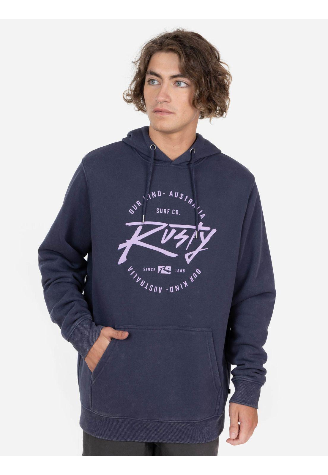 Poleron ORIGINAL DUO ACID HOODIE Hombre Azul Rusty-0