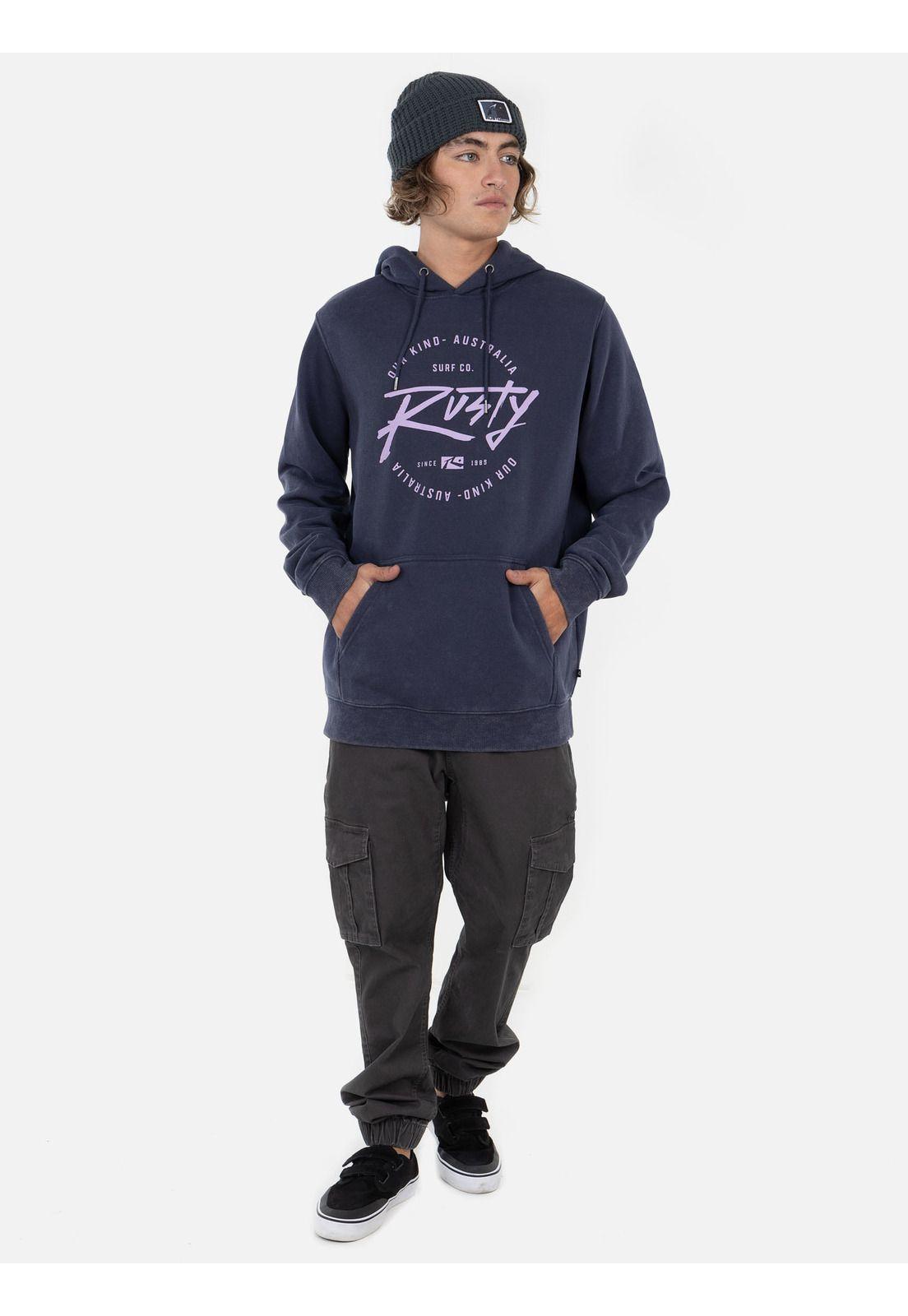 Poleron ORIGINAL DUO ACID HOODIE Hombre Azul Rusty-3
