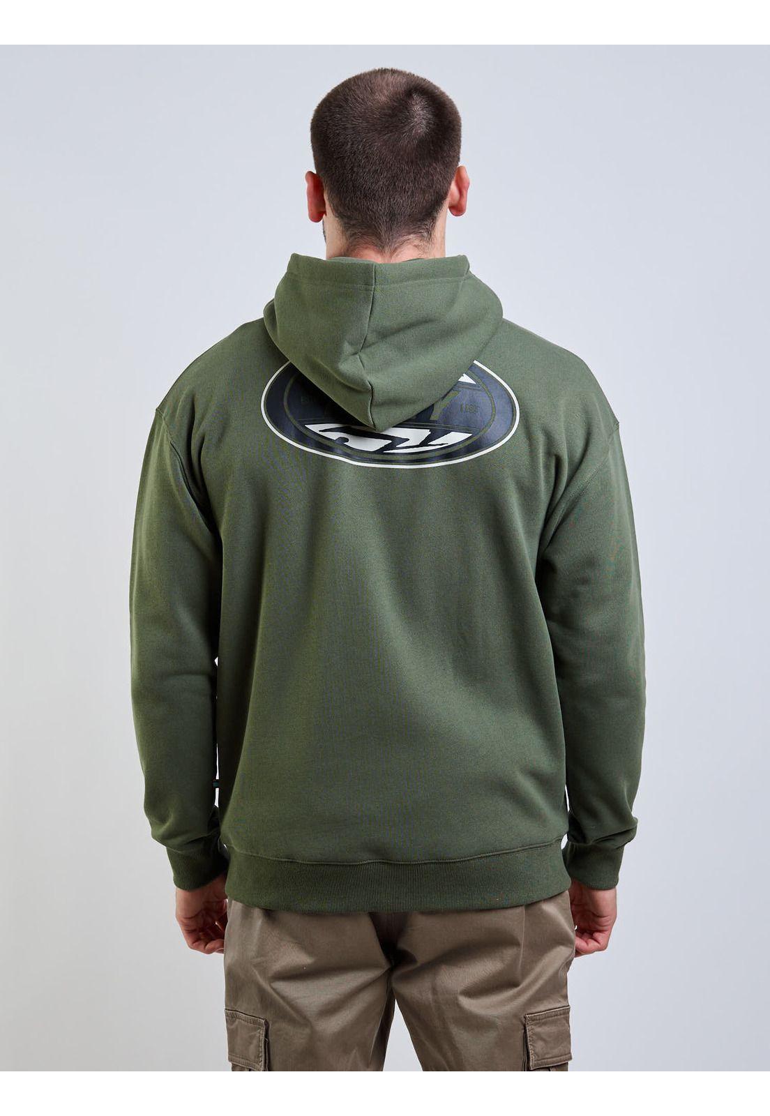 Poleron FZ R Mix Oval Zip Verde Hombre Rusty-1