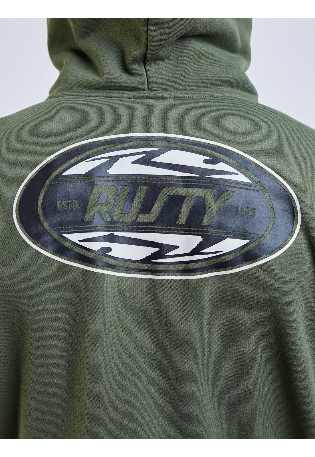 Poleron FZ R Mix Oval Zip Verde Hombre Rusty-3