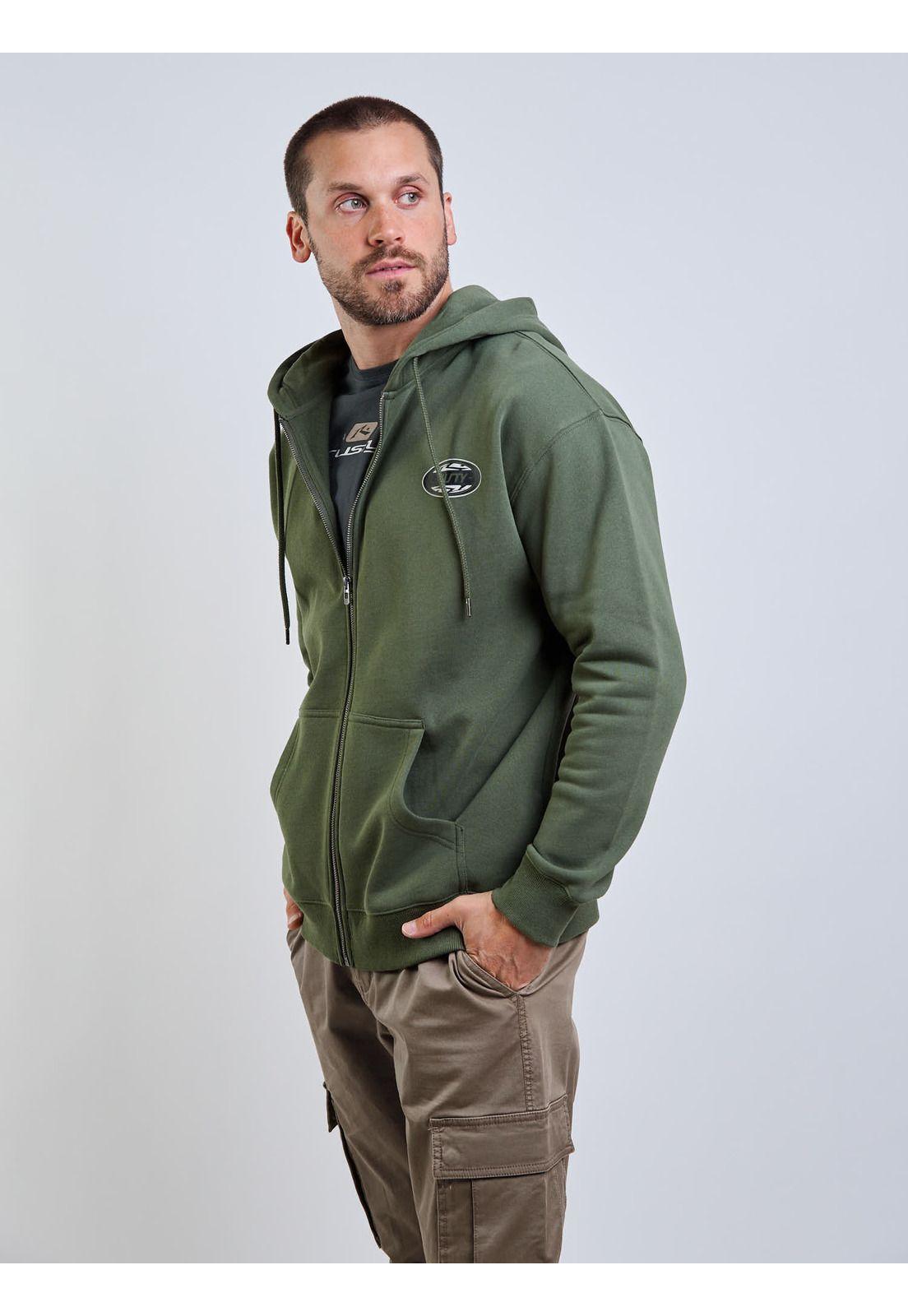 Poleron FZ R Mix Oval Zip Verde Hombre Rusty-5