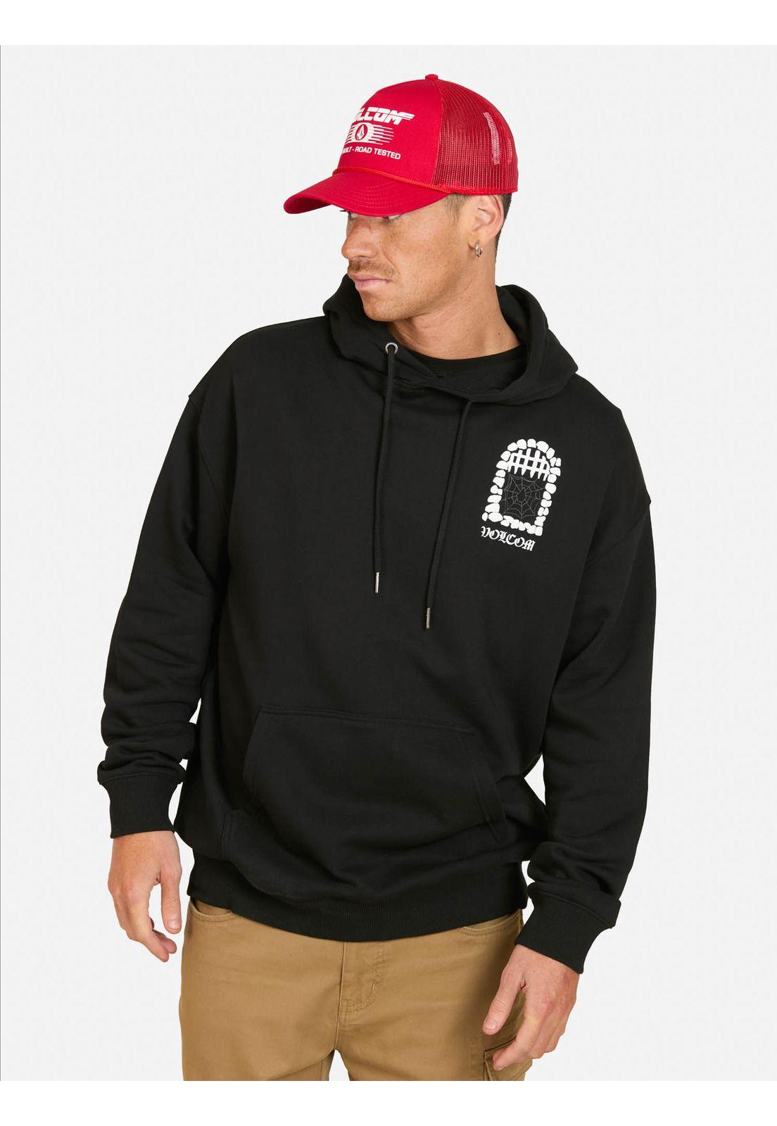 Poleron Canguro Spot Negro Hombre Volcom-0