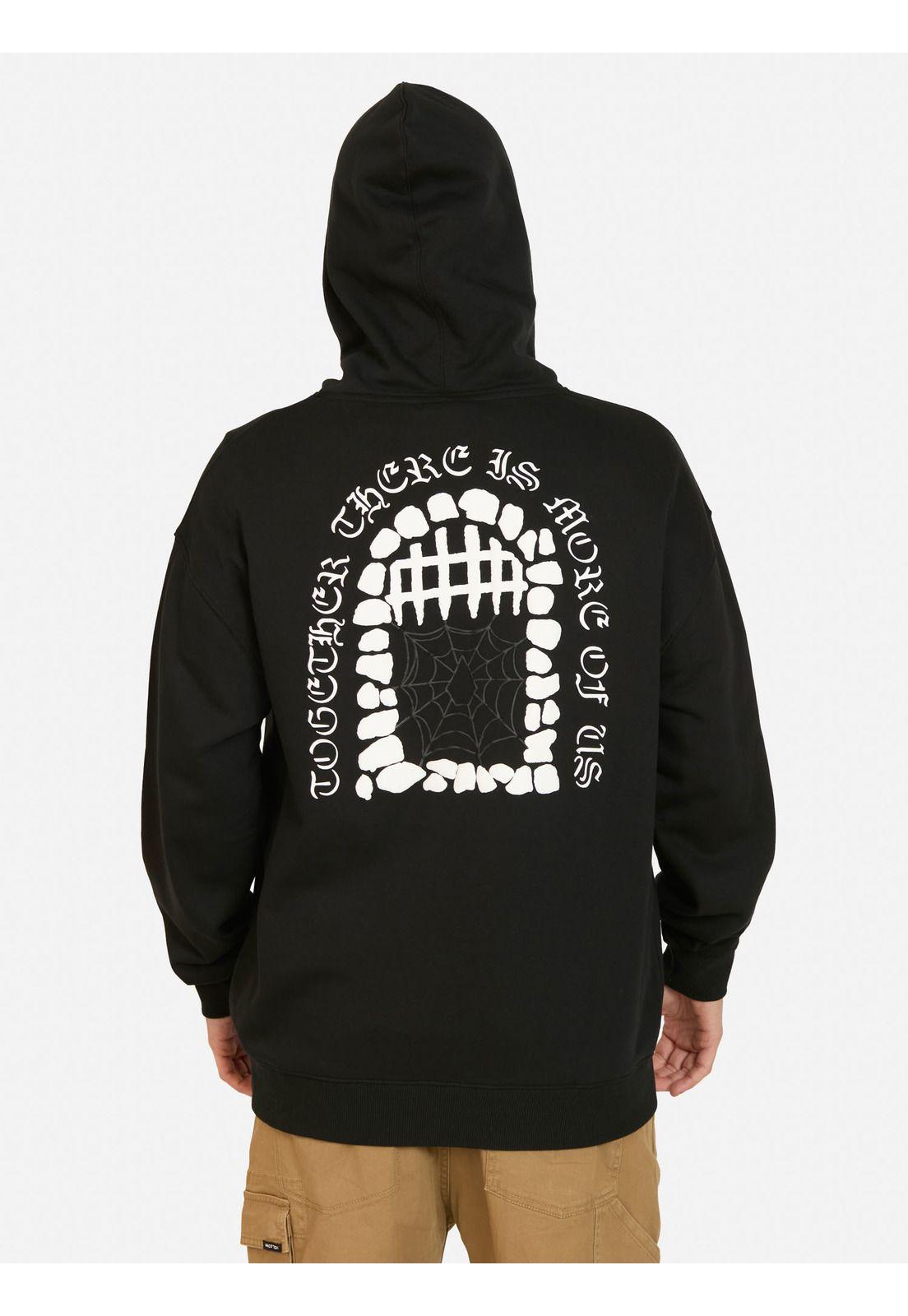 Poleron Canguro Spot Negro Hombre Volcom-1