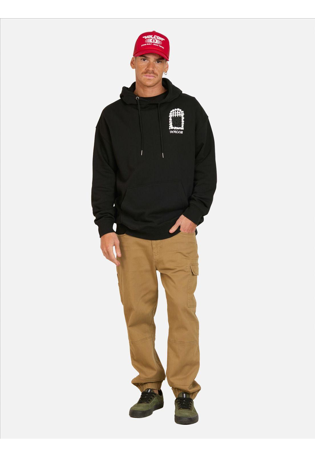 Poleron Canguro Spot Negro Hombre Volcom-3