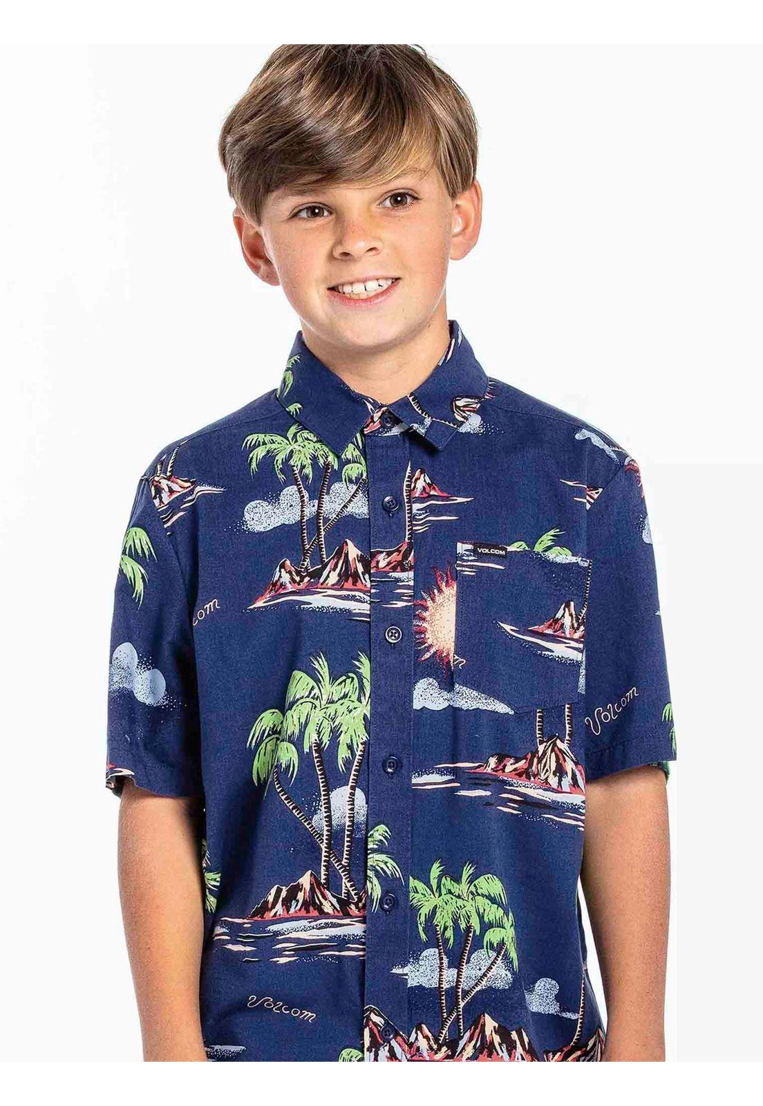 Camisa ISLE HOPPA SS Juvenil Azul Volcom-0