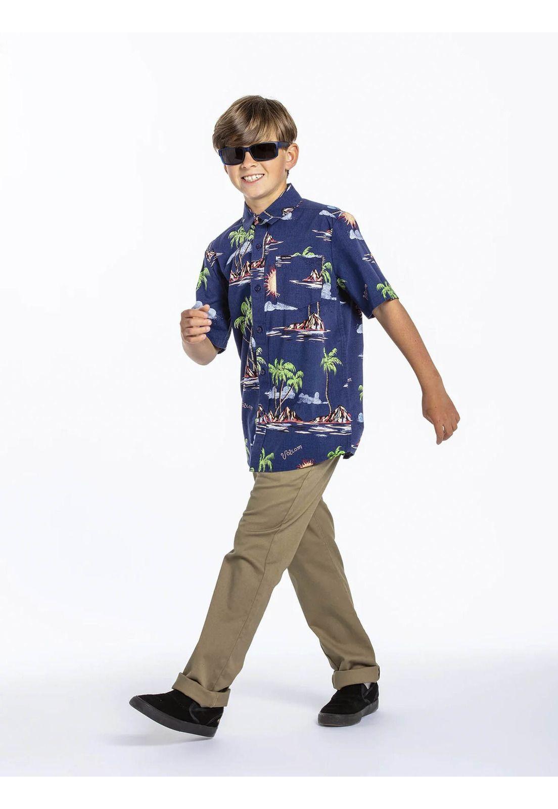 Camisa ISLE HOPPA SS Juvenil Azul Volcom-1