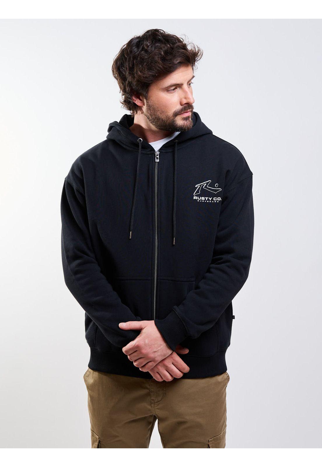 Poleron FZ Cyco Natural Co Zip Negro Hombre Rusty-5