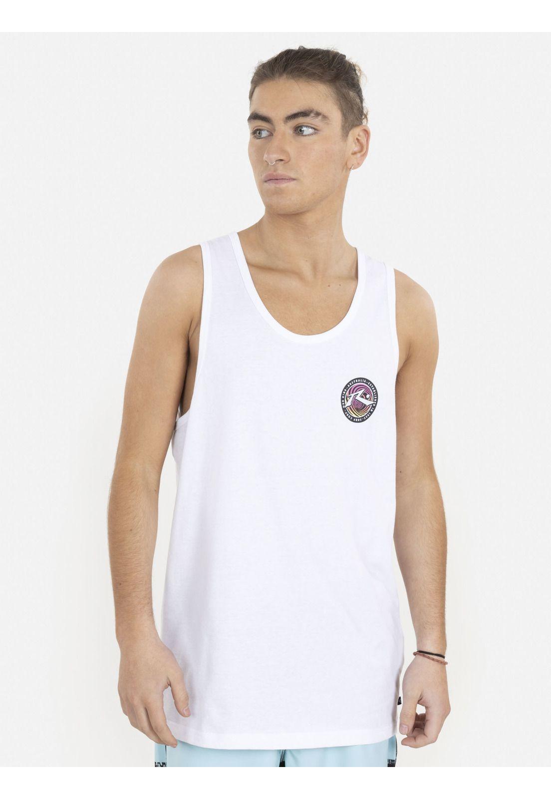 Polera   Spiral  Tank Hombre Blanco Rusty-0