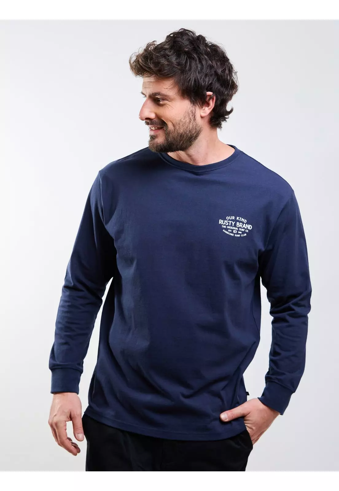 Polera ML Hxc Surf Azul Hombre Rusty-0