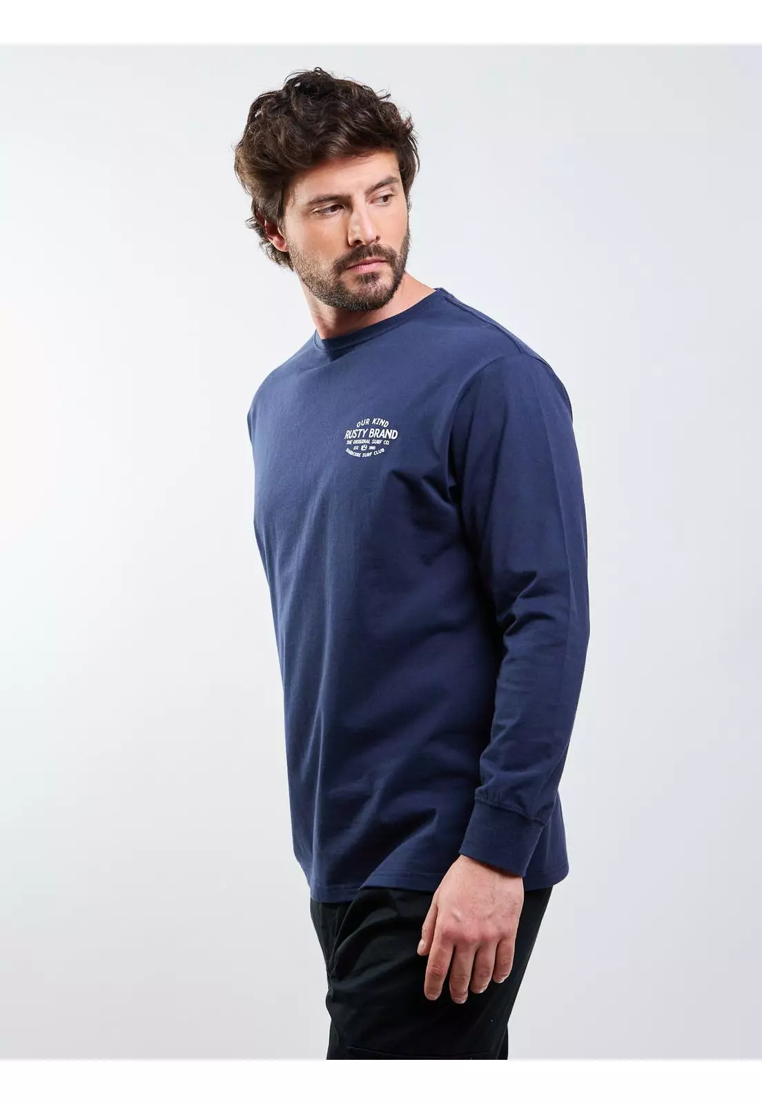 Polera ML Hxc Surf Azul Hombre Rusty-2