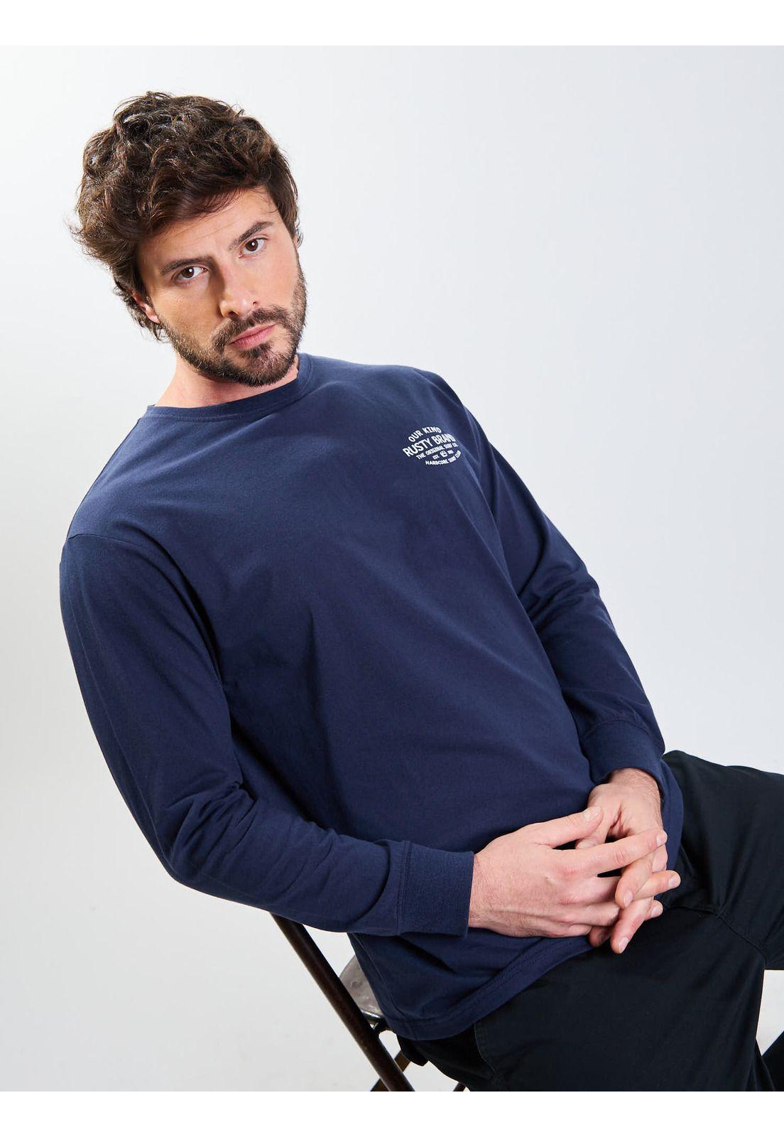 Polera ML Hxc Surf Azul Hombre Rusty-5
