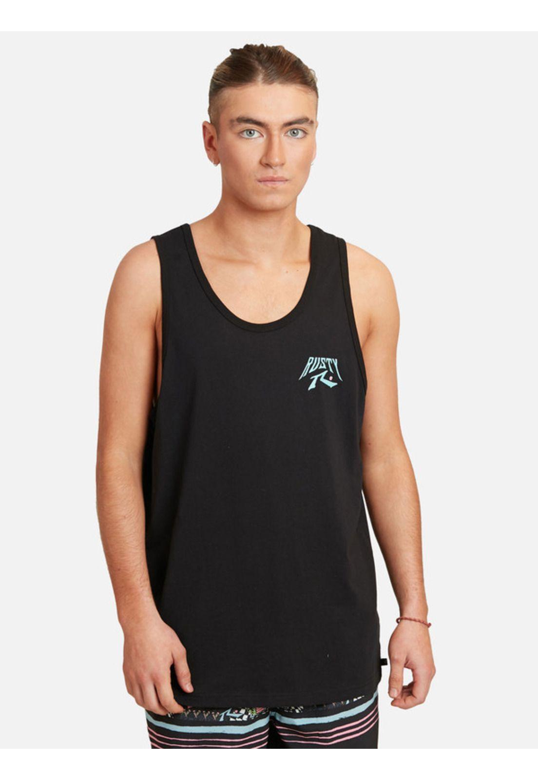 Polera  Multilines Tank Negro Hombre Rusty-0
