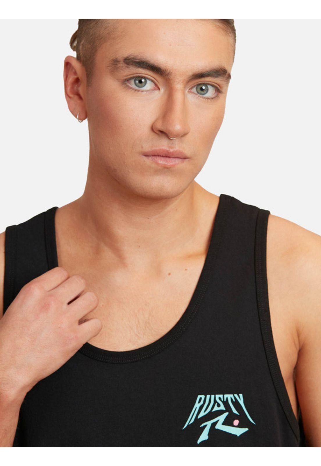 Polera  Multilines Tank Negro Hombre Rusty-2