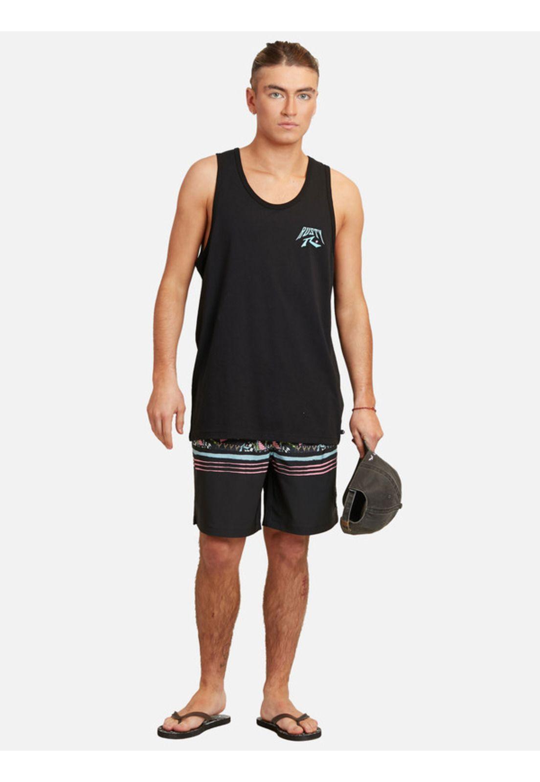 Polera  Multilines Tank Negro Hombre Rusty-3