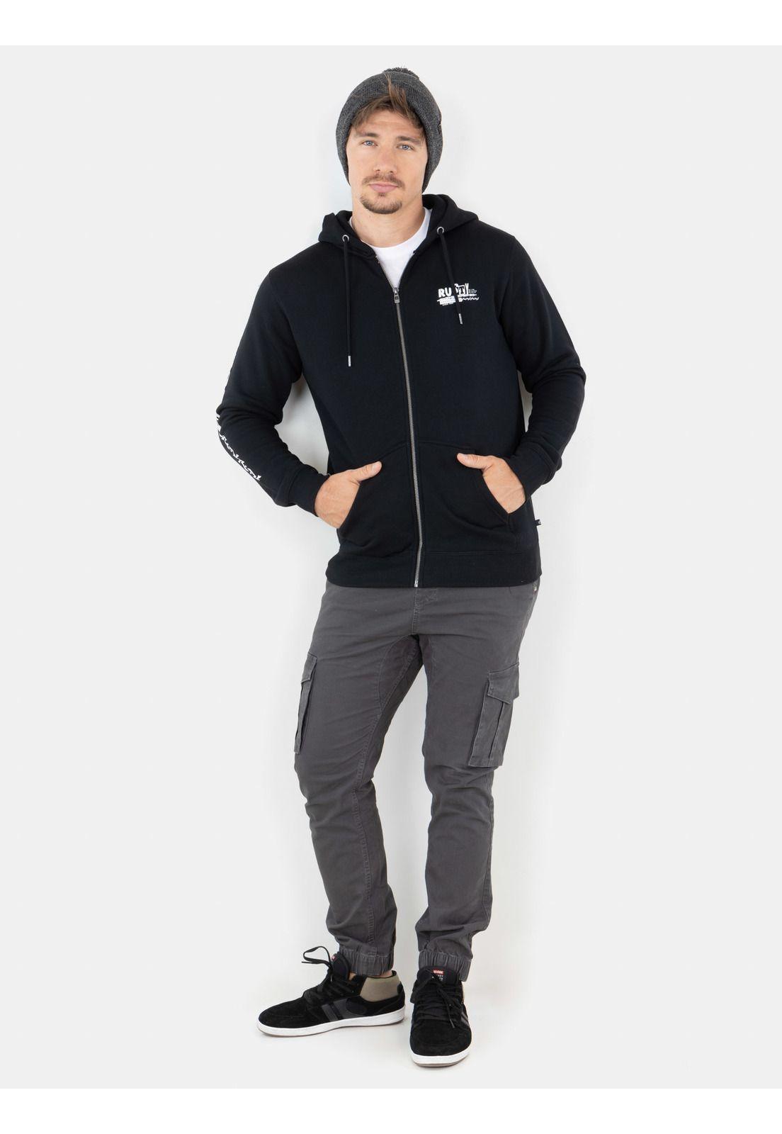 Poleron Jail Breake Full Zip Negro Hombre Rusty-3