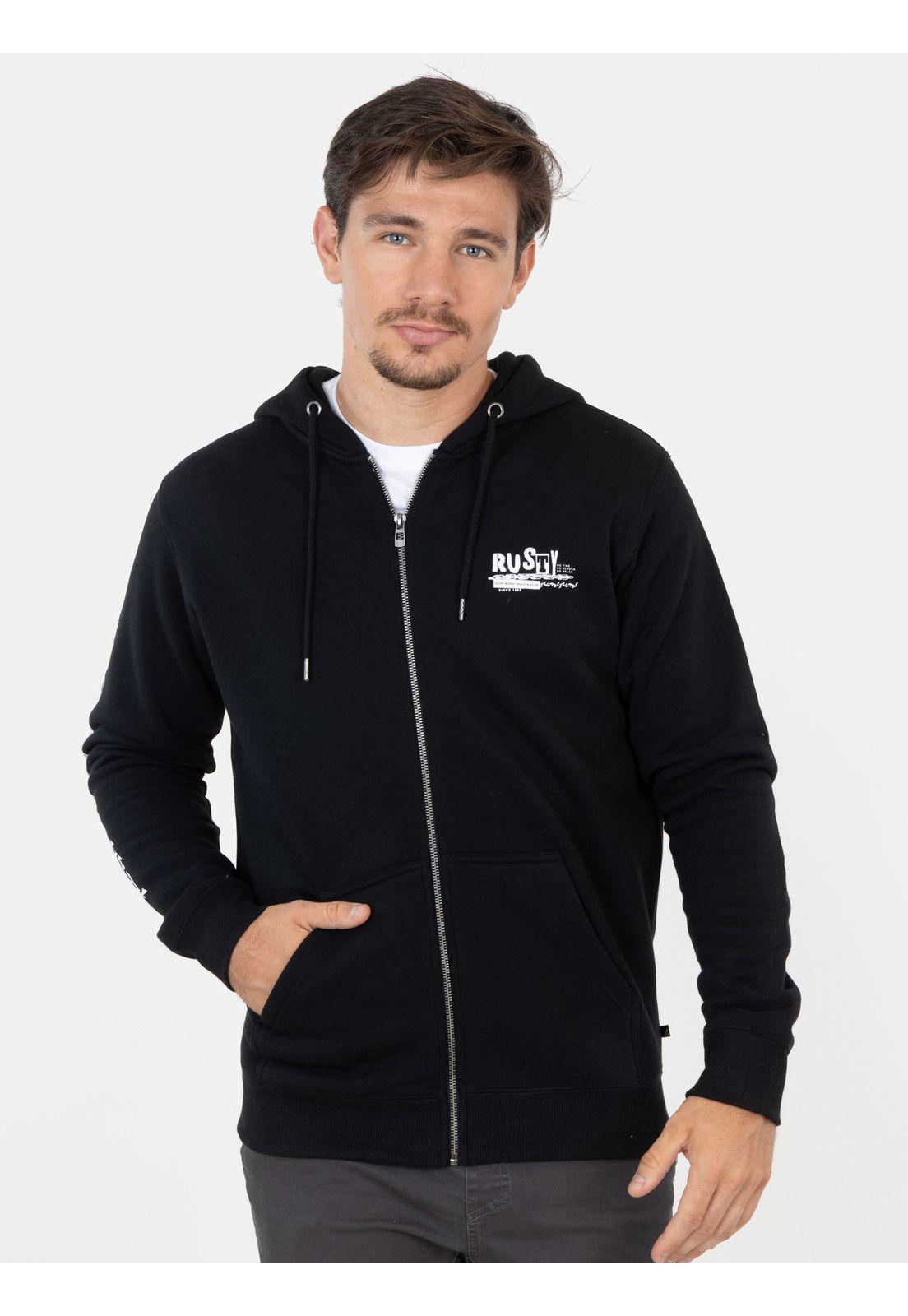 Poleron Jail Breake Full Zip Negro Hombre Rusty-0