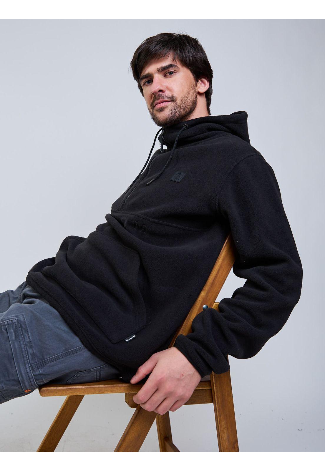 Poleron Polar Search Zip Crew Negro Hombre Volcom-4