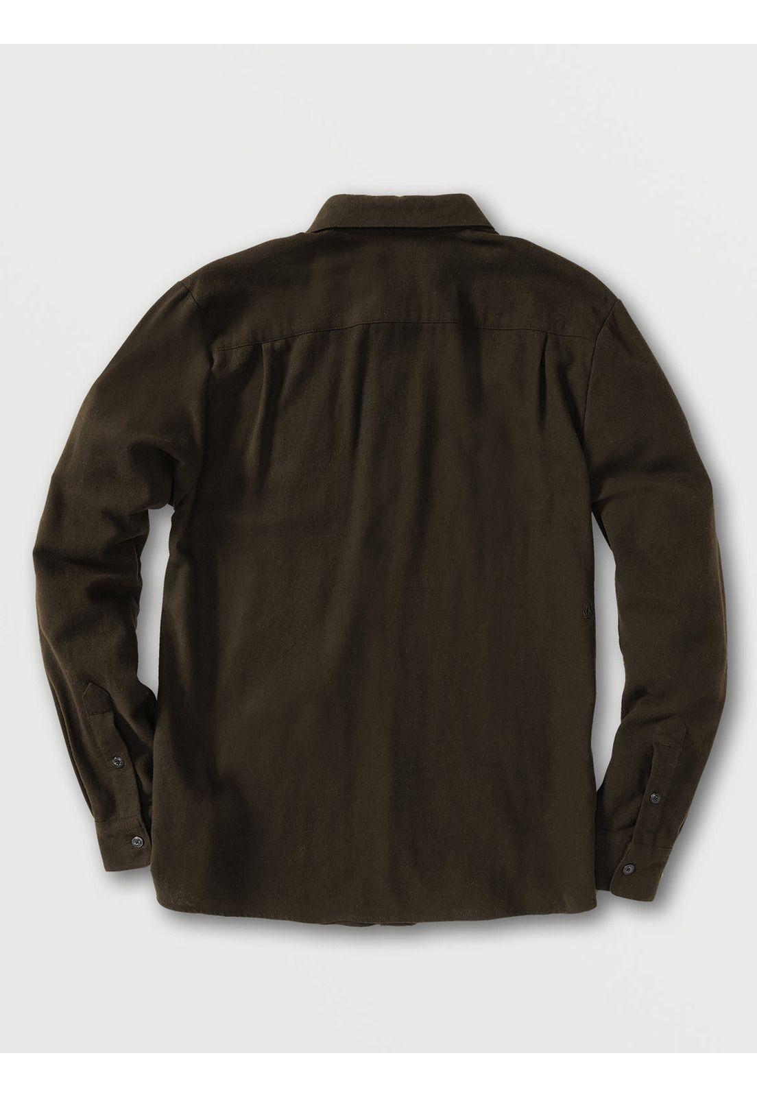 Camisa Caden Solid Ls Hombre Café Volcom-1