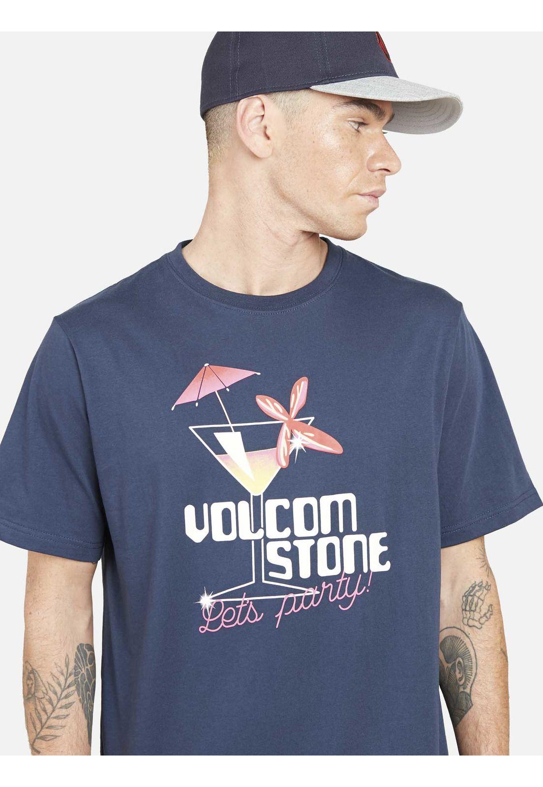 Polera LETS PARTY SS TEE Hombre Azul Volcom-2