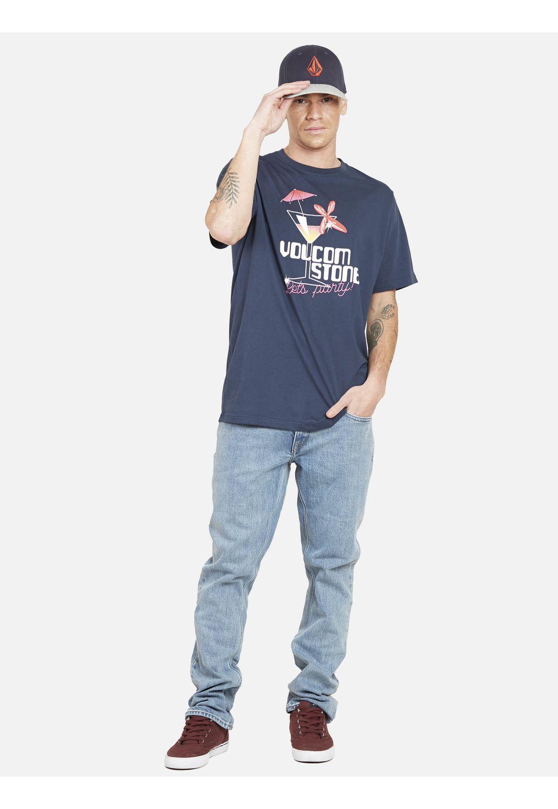 Polera LETS PARTY SS TEE Hombre Azul Volcom-3