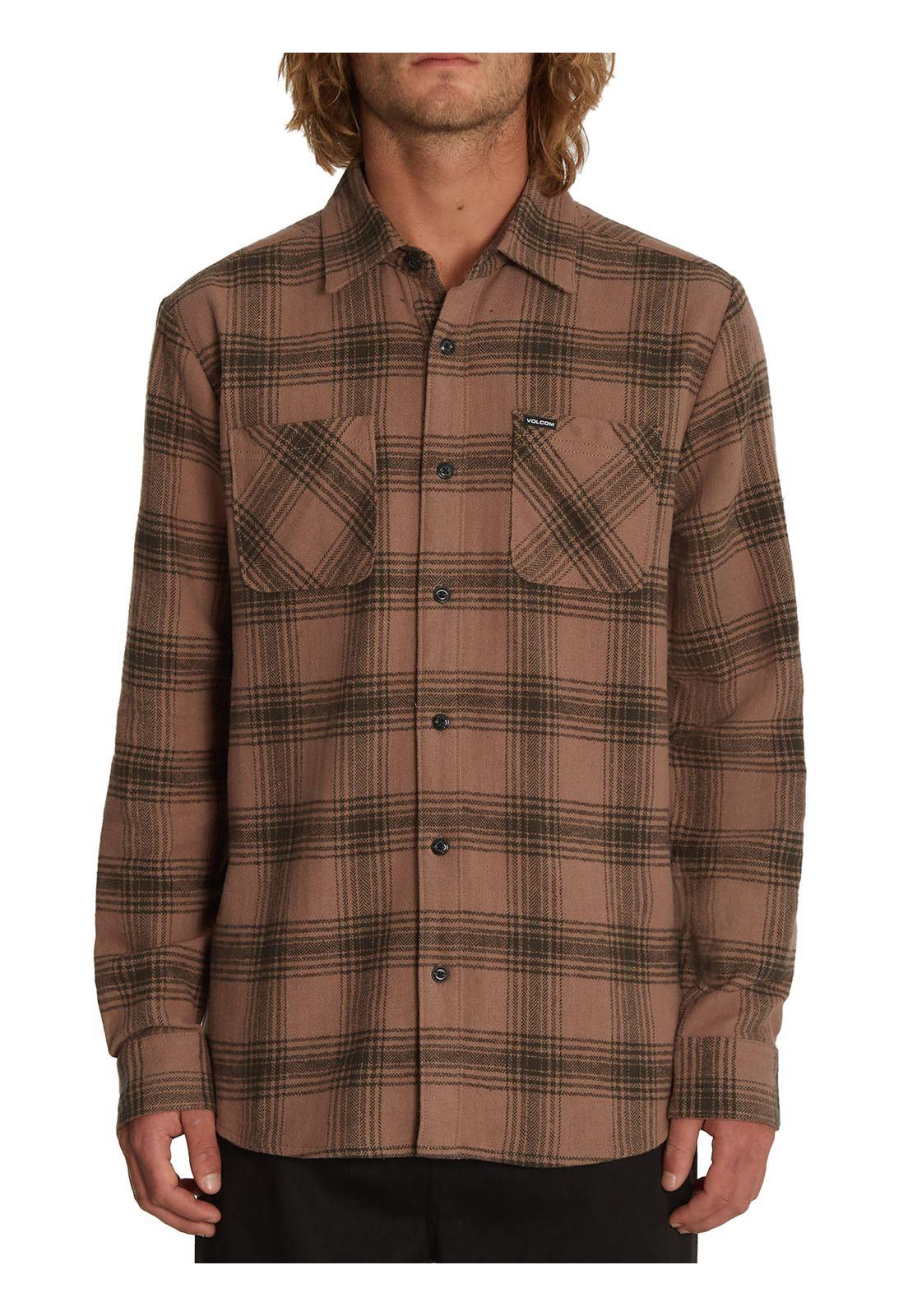Camisa Tone Stone L/S Hombre Café Volcom-0