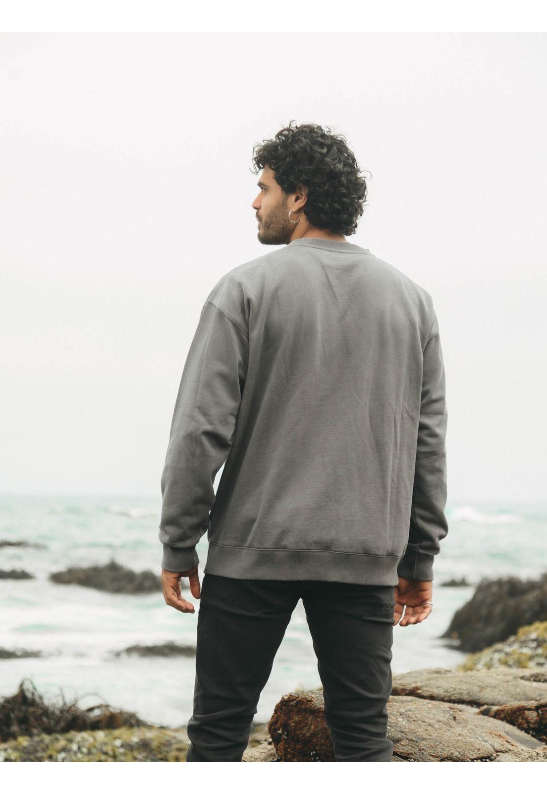 Poleron CR Oversize Logo Embroidery Gris Hombre Volcom-1