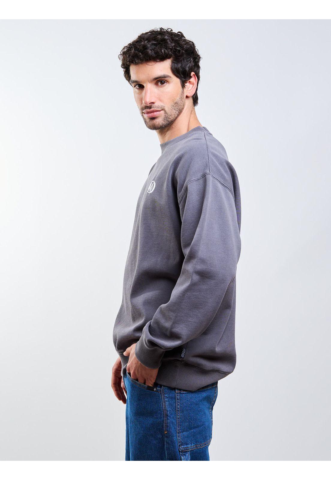 Poleron CR Oversize Logo Embroidery Gris Hombre Volcom-5